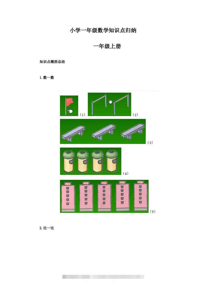 【数学】小学一年级上册数学知识点归纳-小哥网